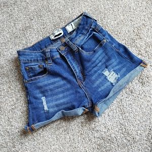 High waisted denim shorts